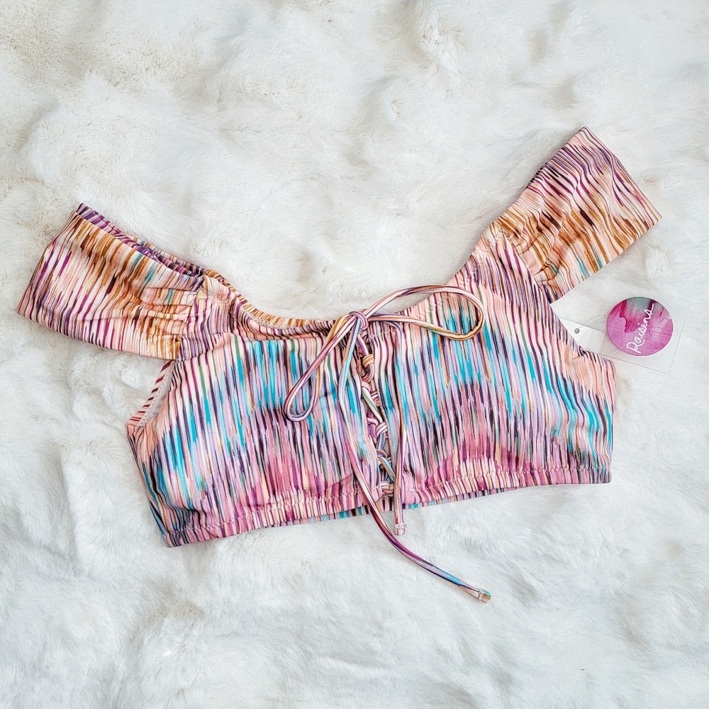 🕊️ Raisins Lace Up Boho Bikini Top size Small